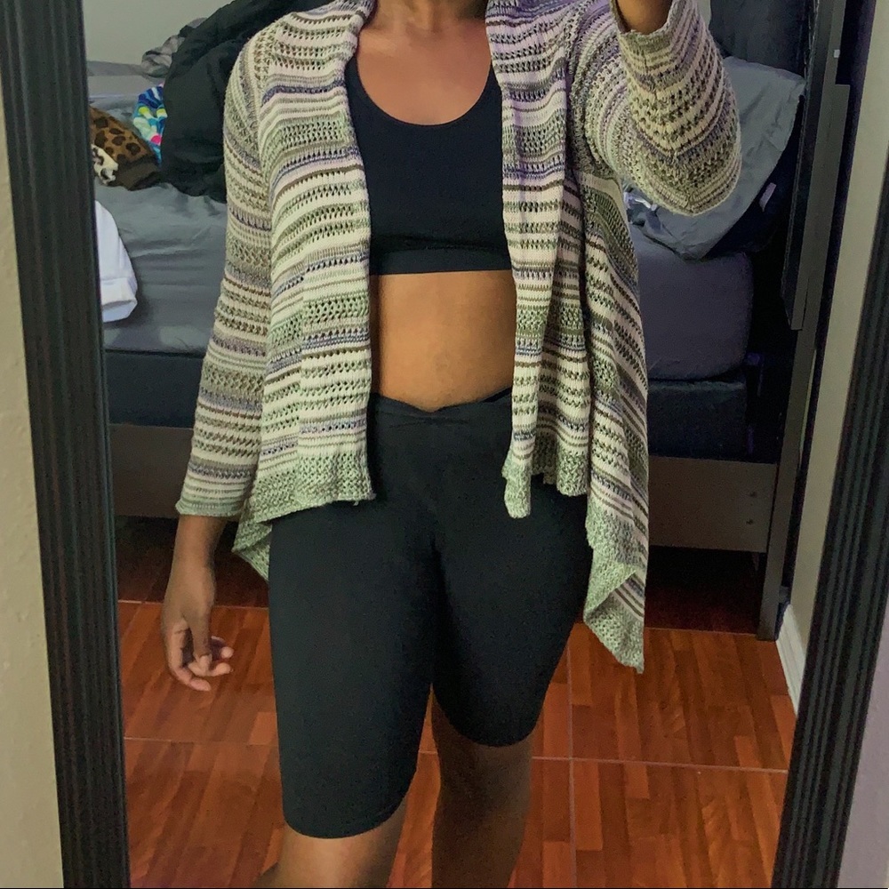 Sweater Cardigan W Multi Colored Stripes